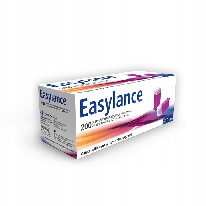 Nakłuwacze jednorazowe Easylance 2,4mm 21g 200 szt. + GRATIS Test covid-19