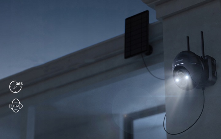 2X ZEWNĘTRZNA KAMERA WIFI SOLARNA OBROTOWA NA BATERIE Z PANELEM SOLARNYM