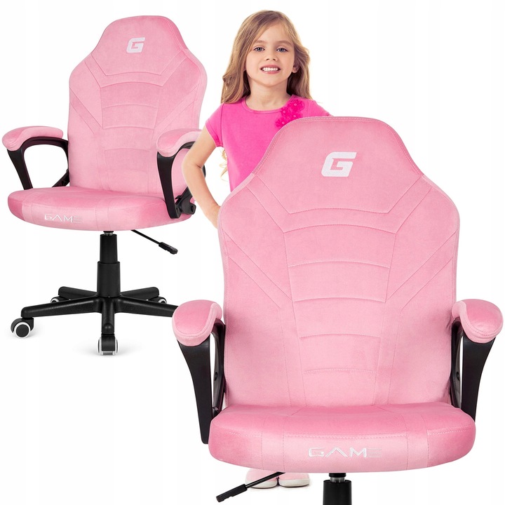 Fotel obrotowy gamingowy biurowy MARIO krzesło do biurka dziewczynki różowy