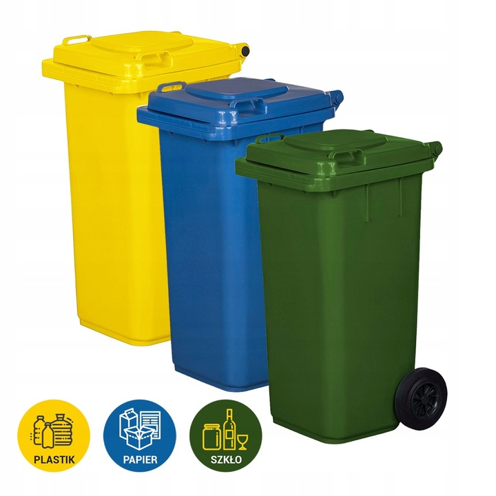 POJEMNIK KOSZ 120L NA ŚMIECI ODPADY SEGREGACJA x3