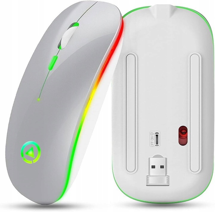 MYSZKA BEZPRZEWODOWA MYSZ OPTYCZNA SLIM LED CICHA BEZKLIKOWA 1600dpi