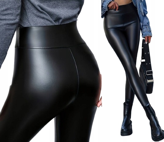 SPODNIE EKO SKÓRA LEGGINSY Imitacja skóry OCIEPLANE XL/XXL