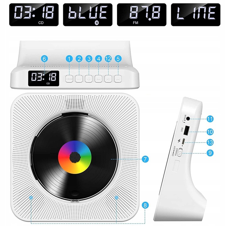 ODTWARZACZ CD PRZENOŚNY RADIO FM ODTWARZACZ CD BIURKOWY GŁOŚNIK