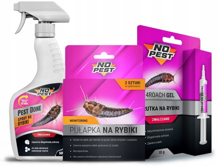 ŚRODEK PREPARAT SPRAY TRUTKA ŻEL NA RYBIKI CUKROWE SREBRZYKI ZESTAW 3W1