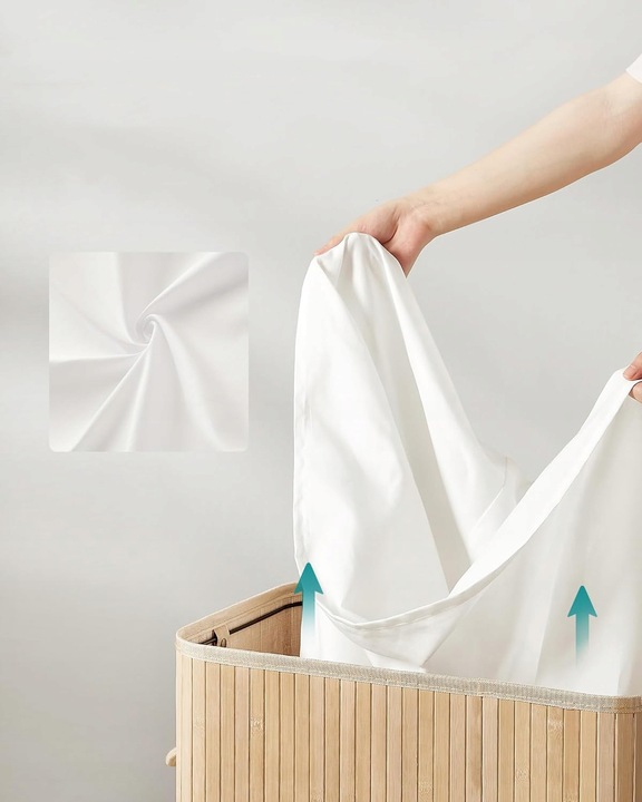 KOSZ NA PRANIE BAMBUSOWY BIELIZNĘ SKŁADANY POJEMNY JEDNOKOMOROWY WĄSKI