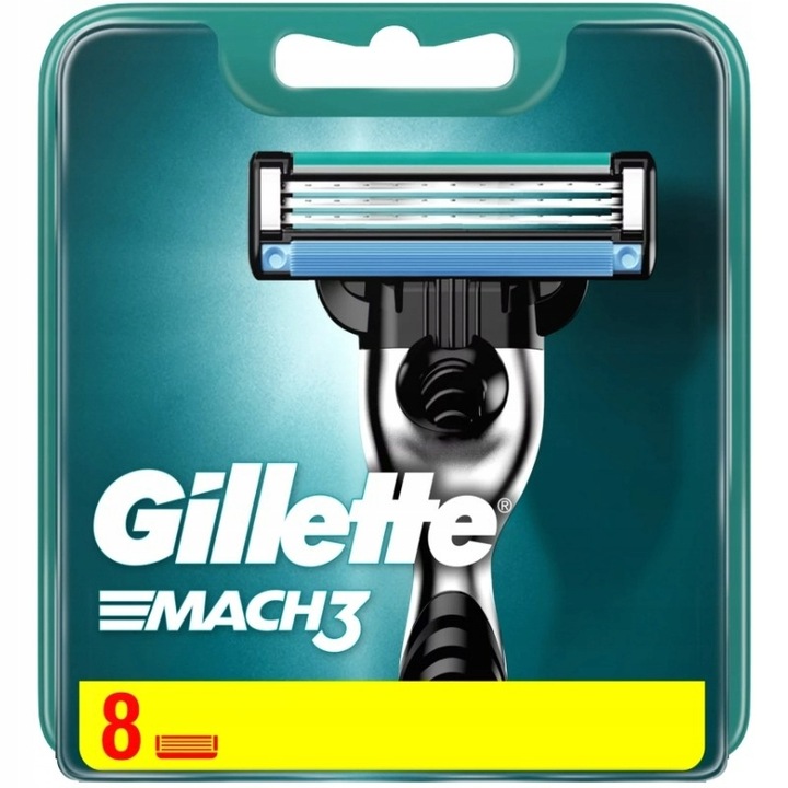Gillette Mach 3 Wkłady Ostrza Do Maszynki 8 sztuk w Pudełku Oryginalne
