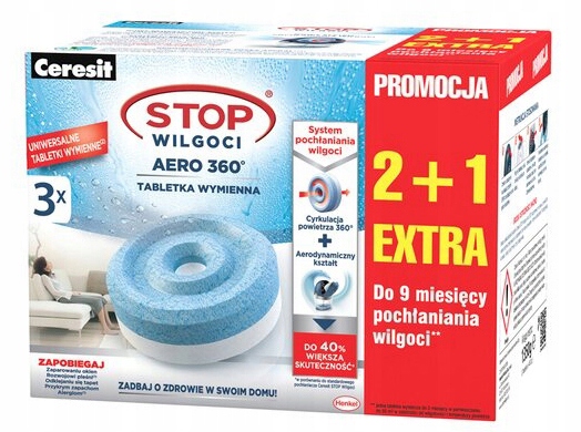 Ceresit tabletki wkłady do pochłaniacza przeciw wilgoci 3 x 450g