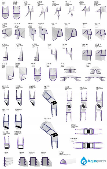 USZCZELKA ŁĄCZĄCA do kabiny 200cm 5 6mm US-07