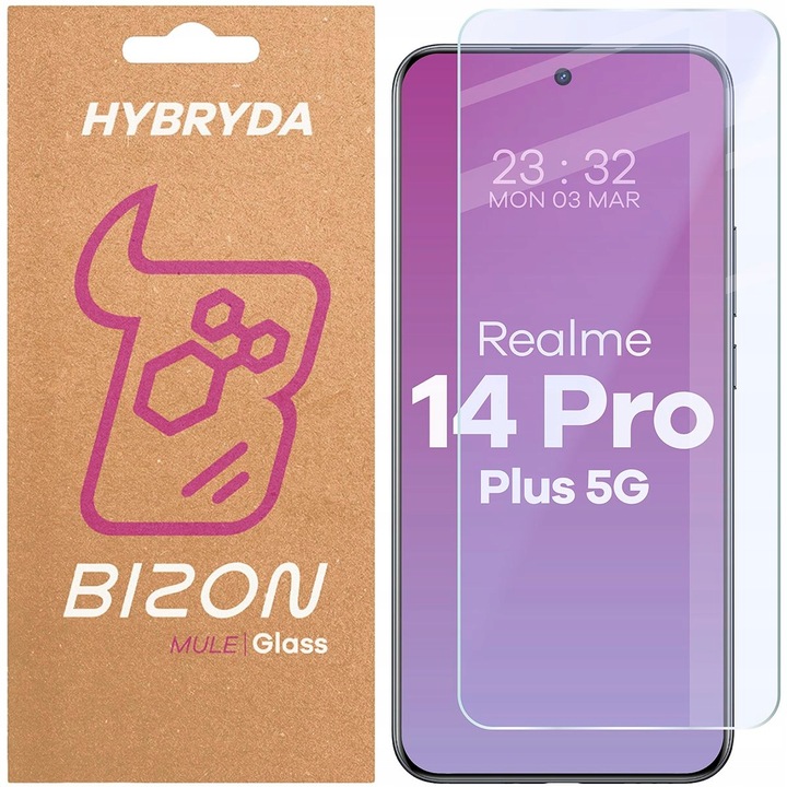 Szkło hybrydowe Bizon do Realme 14 Pro+ 5G, szkiełko na ekran, szybka, 9H