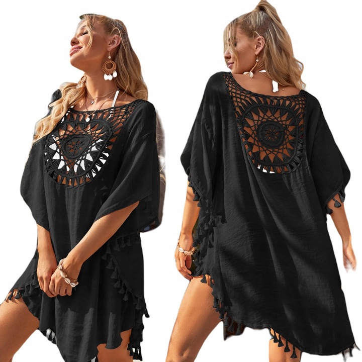 PAREO PLAŻOWA SUKIENKA TUNIKA BOHO NARZUTKA HAFT