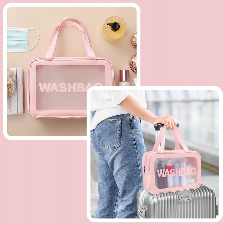 3x KOSMETYCZKA ZESTAW PODRÓŻNA TURYSTYCZNA PZEZROCZYSTA NA ZAMEK