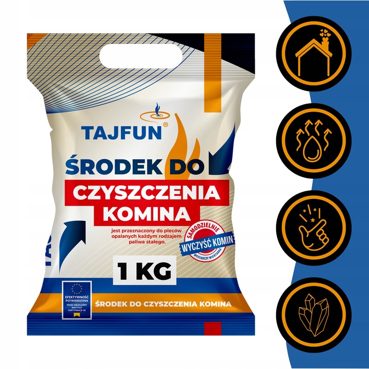 ŚRODEK DO CZYSZCZENIA KOMINA PIECA PROSZEK DO USUWANIA SADZY SMOŁY TAJFUN
