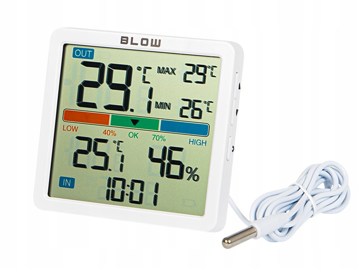 STACJA POGODY BEZPRZEWODOWA POGODOWA METEO TERMOMETR HIGROMETR ZEGAR