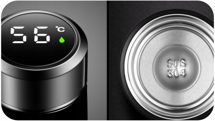 TERMOS KUBEK TERMICZNY BIDON NA KAWĘ HERBATĘ LED 500ML DUŻY SZCZELNY SMART