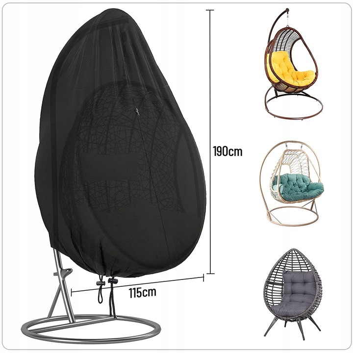 Pokrowiec na kosz fotel wiszący kokon pojedynczy HUŚTAWKA OGRODOWA +