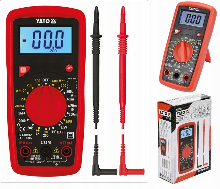MIERNIK CYFROWY ELEKTRYCZNY MULTIMETR TEST BATERII LCD