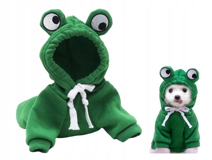 UBRANIE PRZEBRANIE DLA PSA KOTA BLUZA Z KAPTUREM ZIELONA ŻABA S