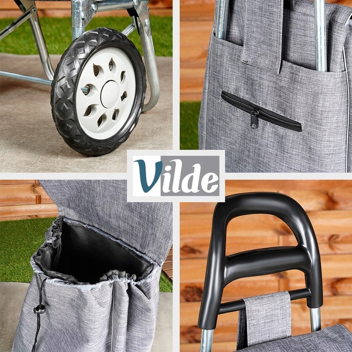 Wózek ZAKUPOWY torba zakupowa szara na kółkach z uchwytem na zakupy