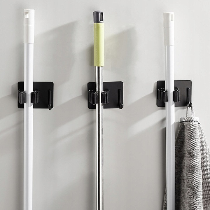 WIESZAK ścienny na Ręcznik Mop Miotła 4 SZTUKI Uchwyt do Łazienki i