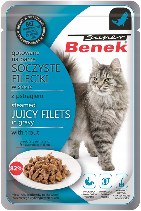 Benek Mokra karma Fileciki Saszetki dla kota Mix Smaków 32x85g