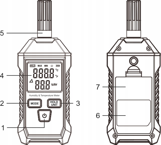 HIGROMETR WILGOTNOŚCIOMIERZ MIERNIK WILGOTNOŚCI I TEMPERATURY POWIETRZA LCD