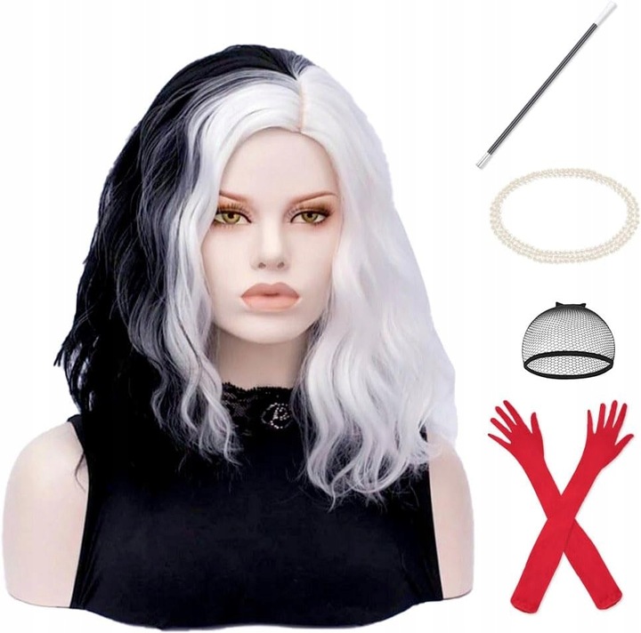 STRÓJ PRZEBRANIE DAMSKIE CRUELLA DE MON KOSTIUM FILMOWY 6el HALLOWEEN