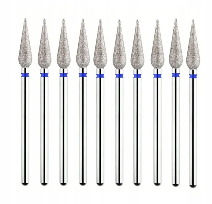 FREZ DIAMENTOWY ŚREDNI GRUSZKA SZPIC OSTRA STOŻEK 4/12 mm DO SKÓREK 10 szt.