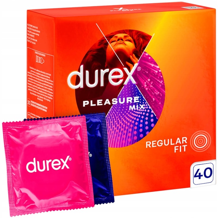 DUREX PLEASURE MIX 40 szt. 2 Różne Rodzaje Prezerwatywy Potęgujące Orgazm