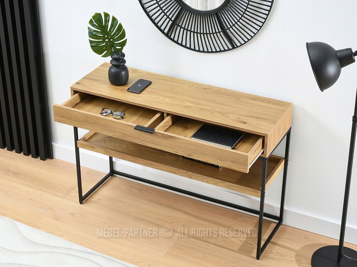 PONADCZASOWA KONSOLA DO PRZEDPOKOJU Z SZUFLADĄ I PÓŁKĄ NORA XL DĄB