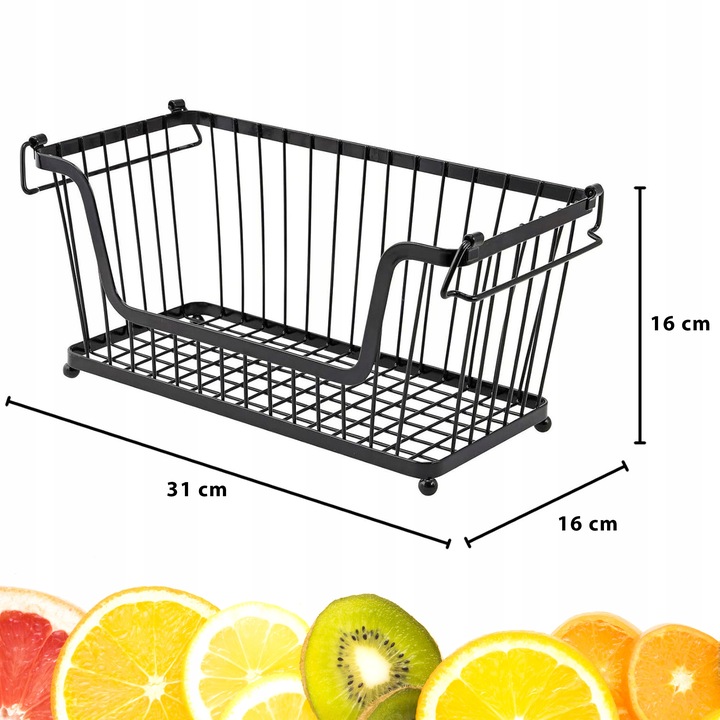 KOSZ NA OWOCE Koszyk na Warzywa Stojak Piętrowy Czarny do Piętrowania