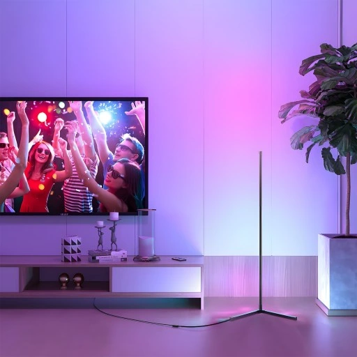 LAMPA PODŁOGOWA STOJĄCA LED RGB NAROŻNA PILOT APKA