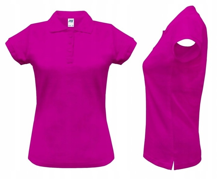 KOSZULKA POLO damska POLÓWKA bawełniana JHK POPL-200 fuksja FU r. M