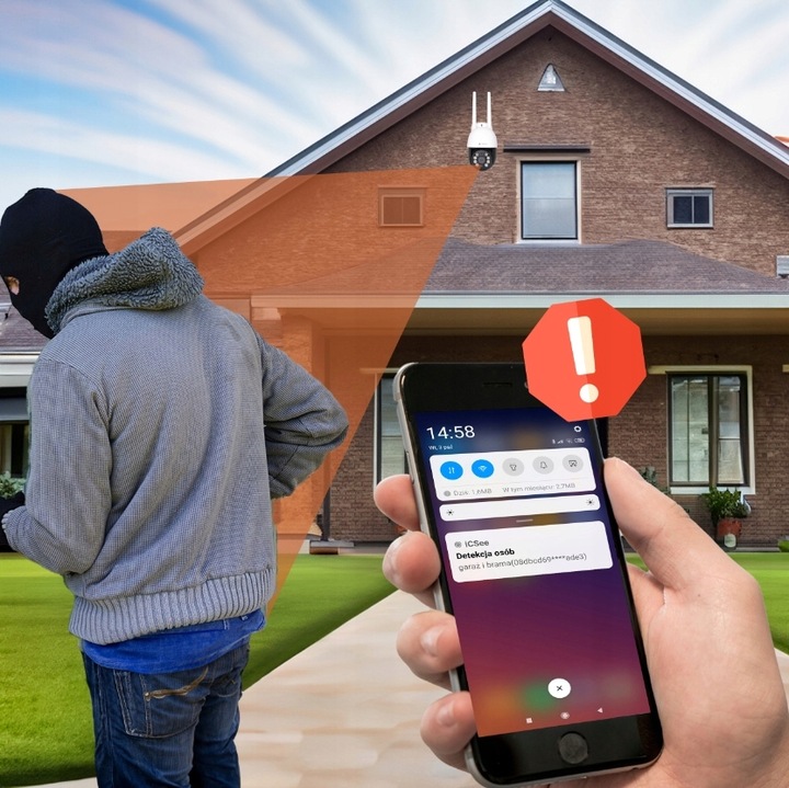 KAMERA ZEWNĘTRZNA OBROTOWA IP WIFI 8MPX 4K ULTRA HD 4x ZOOM DO MONITORINGU