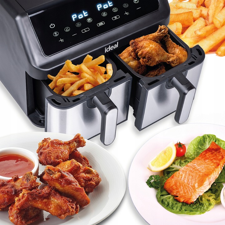 FRYTKOWNICA BEZTŁUSZCZOWA AIR FRYER IDEAL PODWÓJNA 9L