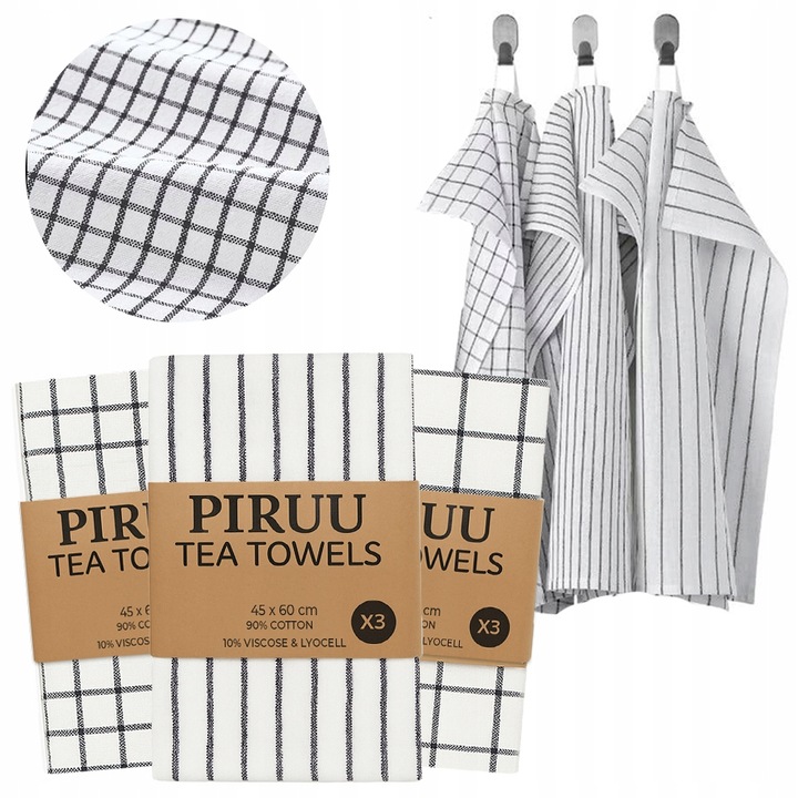 9 x Ścierka Ręcznik Kuchenna 45x60 Bawełna - Do Naczyń - Chłonna - B. GRUBE