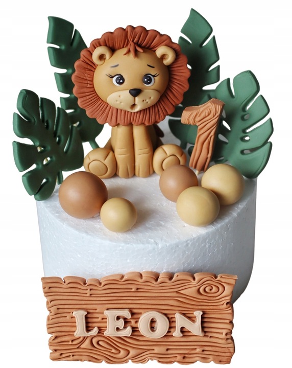 ZESTAW SAFARI LEW Figurki z masy cukrowej, dekoracja na tort ROCZEK/CHRZEST