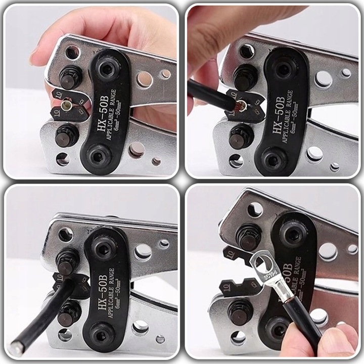 ZACISKARKA KABLI PRZEWODÓW PRASKA TULEJKI 6-50mm2 + 60 końcówek