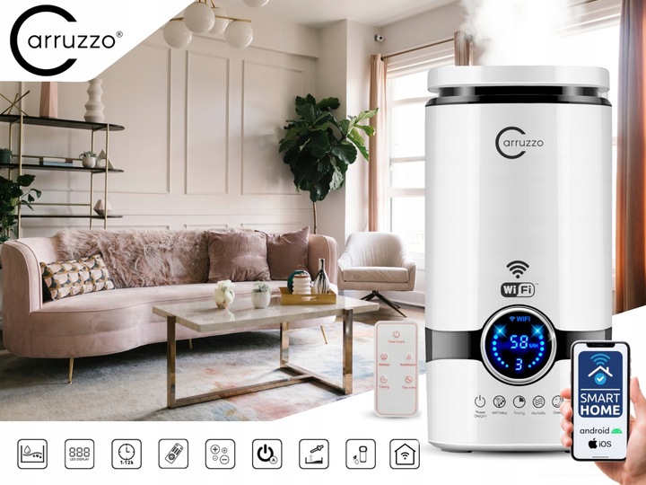 Nawilżacz powietrza SMART HOME+ WIFI automatyczny AROMATERAPIA OLEJKI