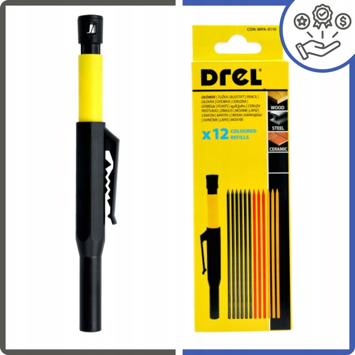 Ołówek Stolarski Budowlany Automatyczny Z Temperówką 24 Szt Wkładów