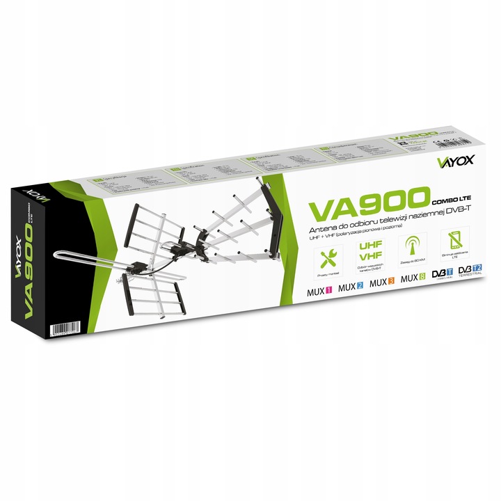 ANTENA DVBT2 DO TV NAZIEMNEJ KIERUNKOWA ZEWNĘTRZNA COMBO MUX8 4K LTE MOCNA