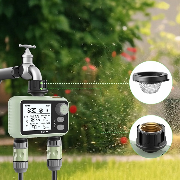 Elektroniczny sterownik nawadniania HEVA programator do wody z filtrem 8bar