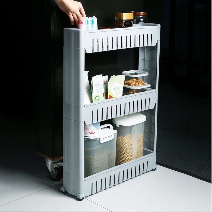 SZAFKA NA KÓŁKACH SKŁADANA WĄSKA PÓŁKA KUCHENNA ŁAZIENKOWA REGAŁ MOBILNY