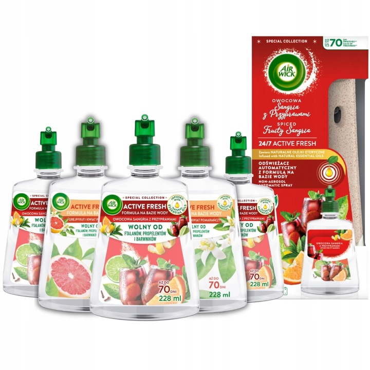 Air Wick Active Fresh Odświeżacz Powietrza Wkład + Automat Mix 6x228ml