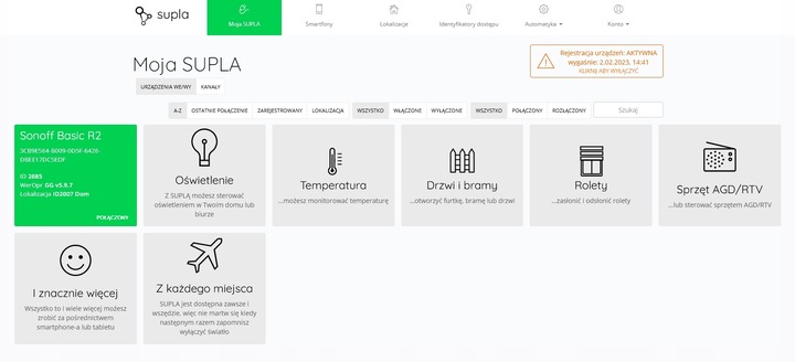 SONOFF BASIC R2 Wifi CZUJNIK TEMPERATURY DS18B20 1x3mb SUPLA