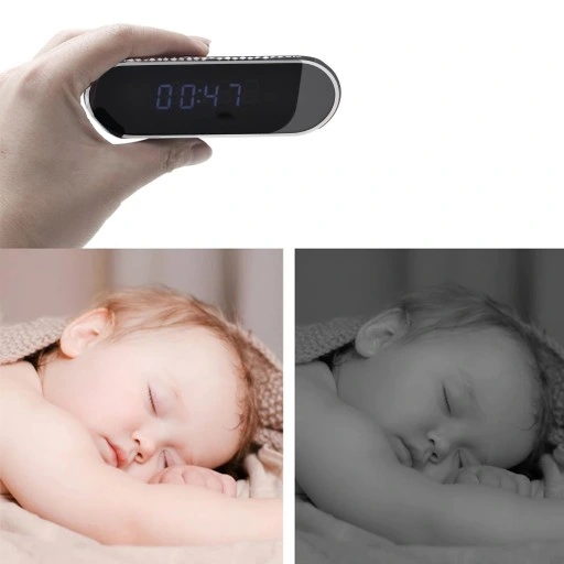 ZEGAR Z UKRYTA MINI KAMERA SZPIEGOWSKA WiFi BUDZIK