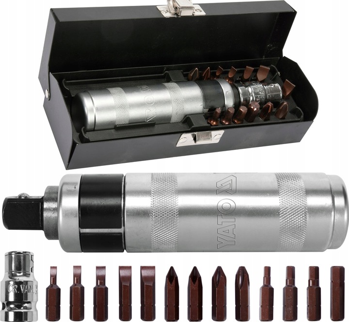 WKRĘTAK UDAROWY DO PODBIJANIA + BITY ZESTAW 15el. YATO