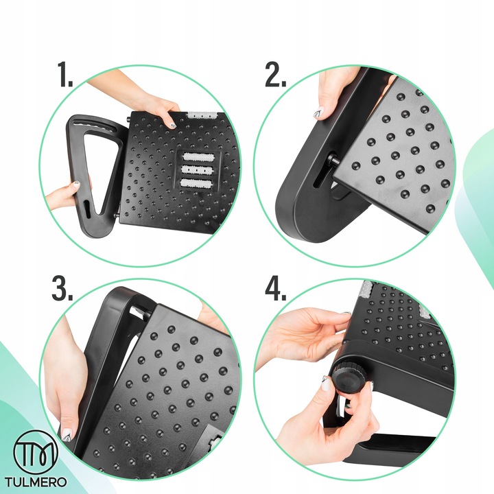 Podnóżek biurowy regulowany ergonomiczny, podstawka pod nogi z MASAŻEREM