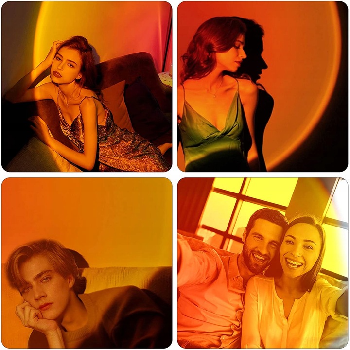 LAMPA ZACHÓD SŁOŃCA Lampka Sunset Lamp Projektor Wschód - Imitujaca Słońce