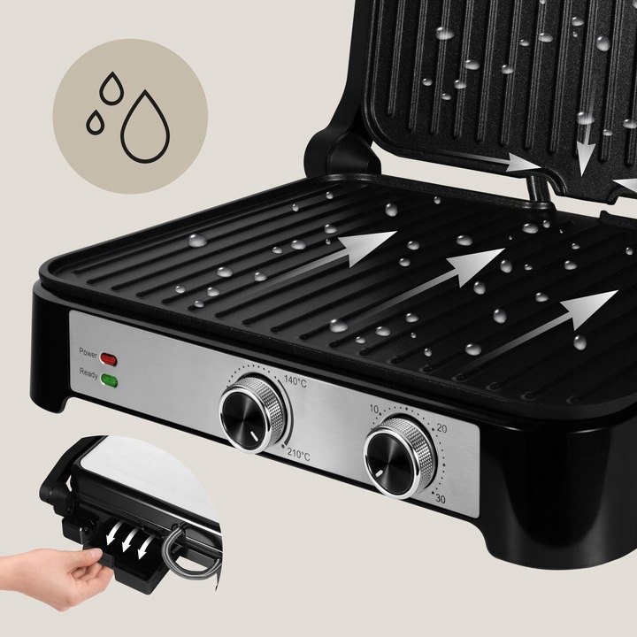 Grill elektryczny Kontaktowy OPIEKACZ Kanapek Panini DUŻY 2000W TIMER