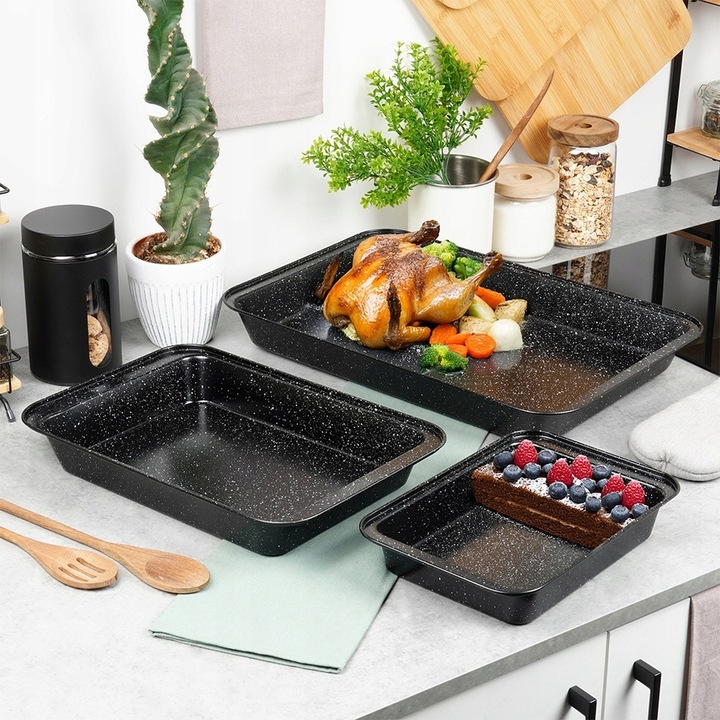 3x Forma GRANITOWA blacha brytfanna brytfanka blacha pieczenia mięsa ciasta